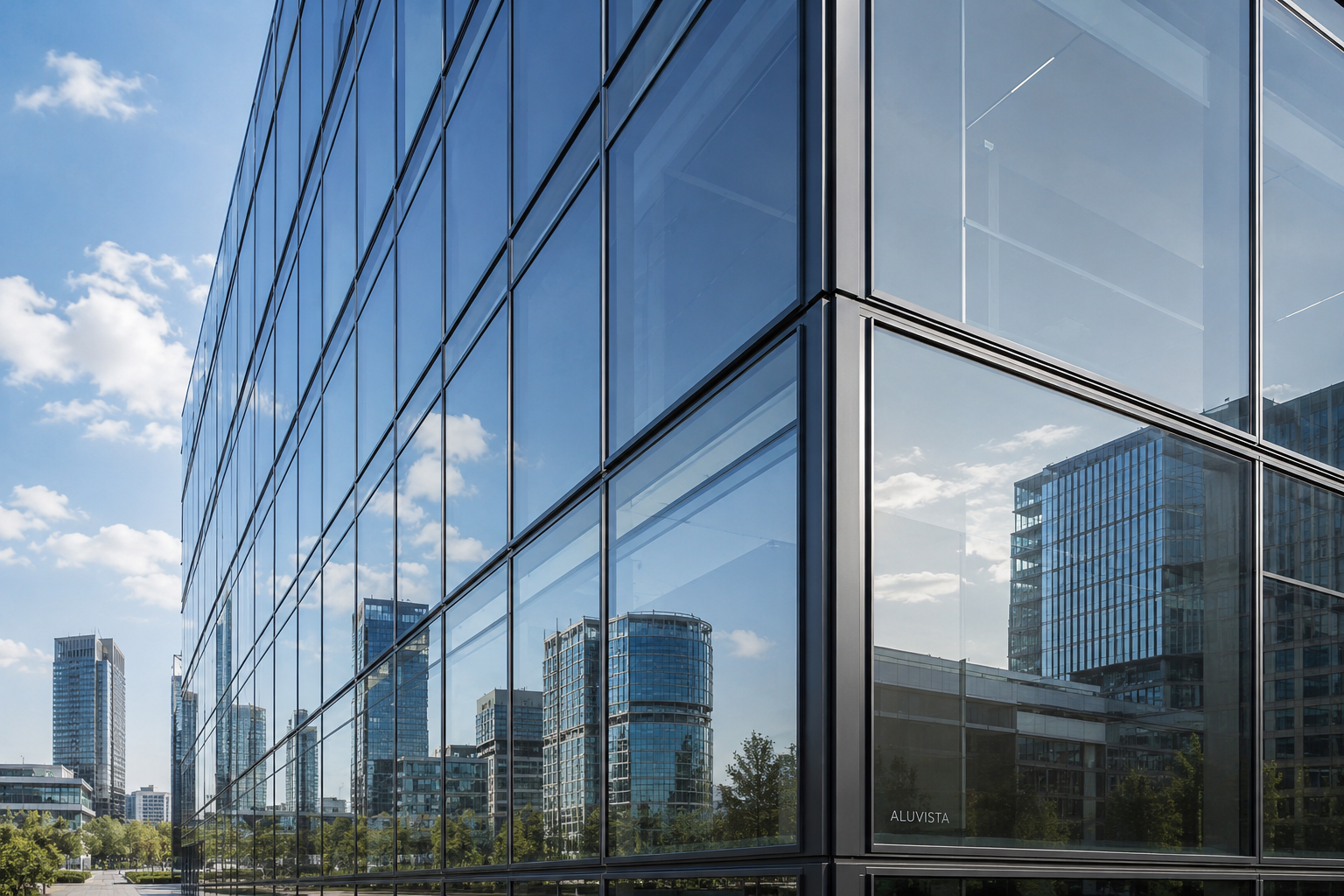 Facade and curtain wall glass.