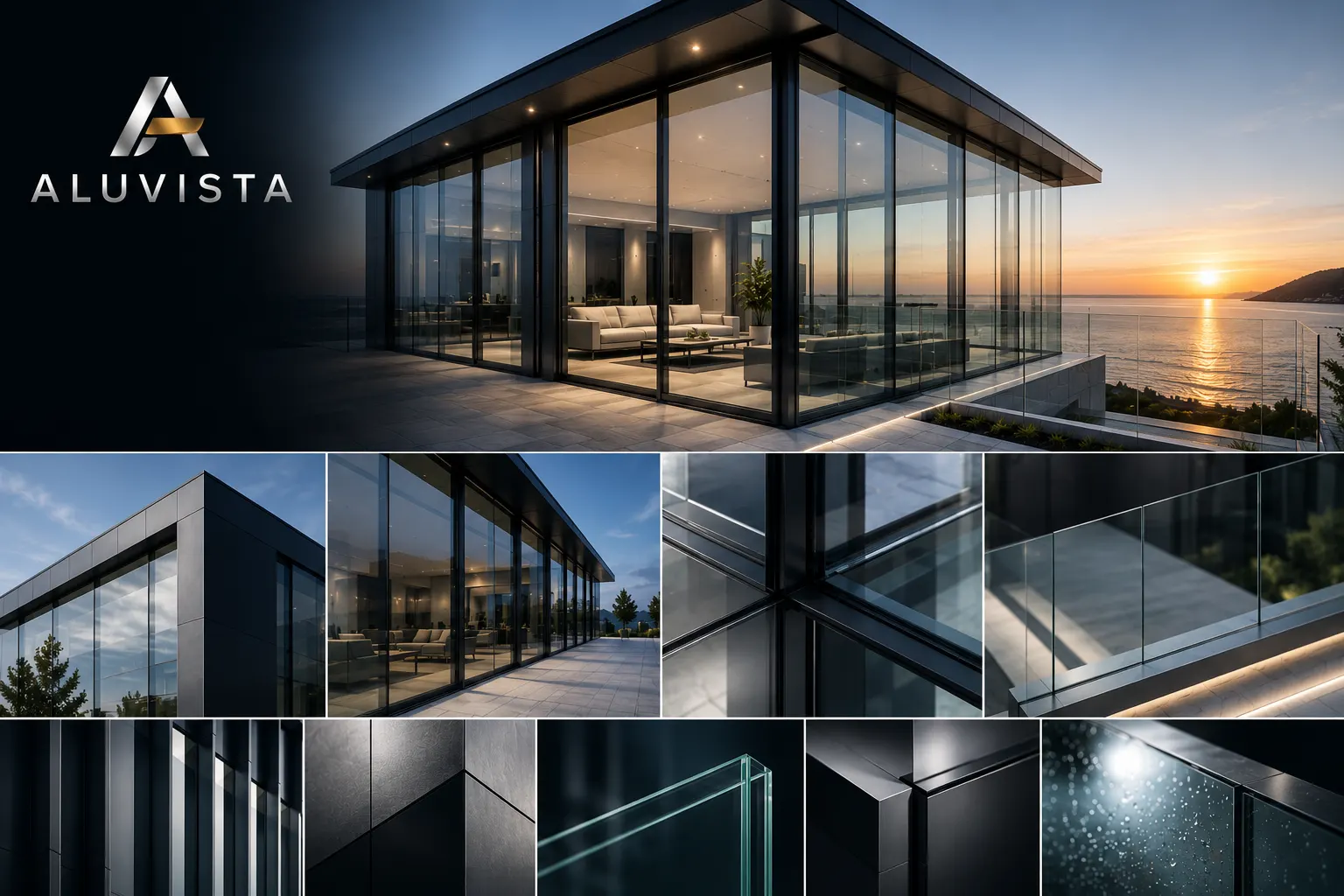 ALUVISTA modern villa with aluminium fence and glass railings